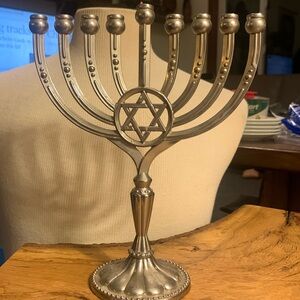 HARMONY MENORAH MAGEN DAVID,STAR OF DAVID, ALUMINUM MENORAH,9 BRANCH CANDLEABRA